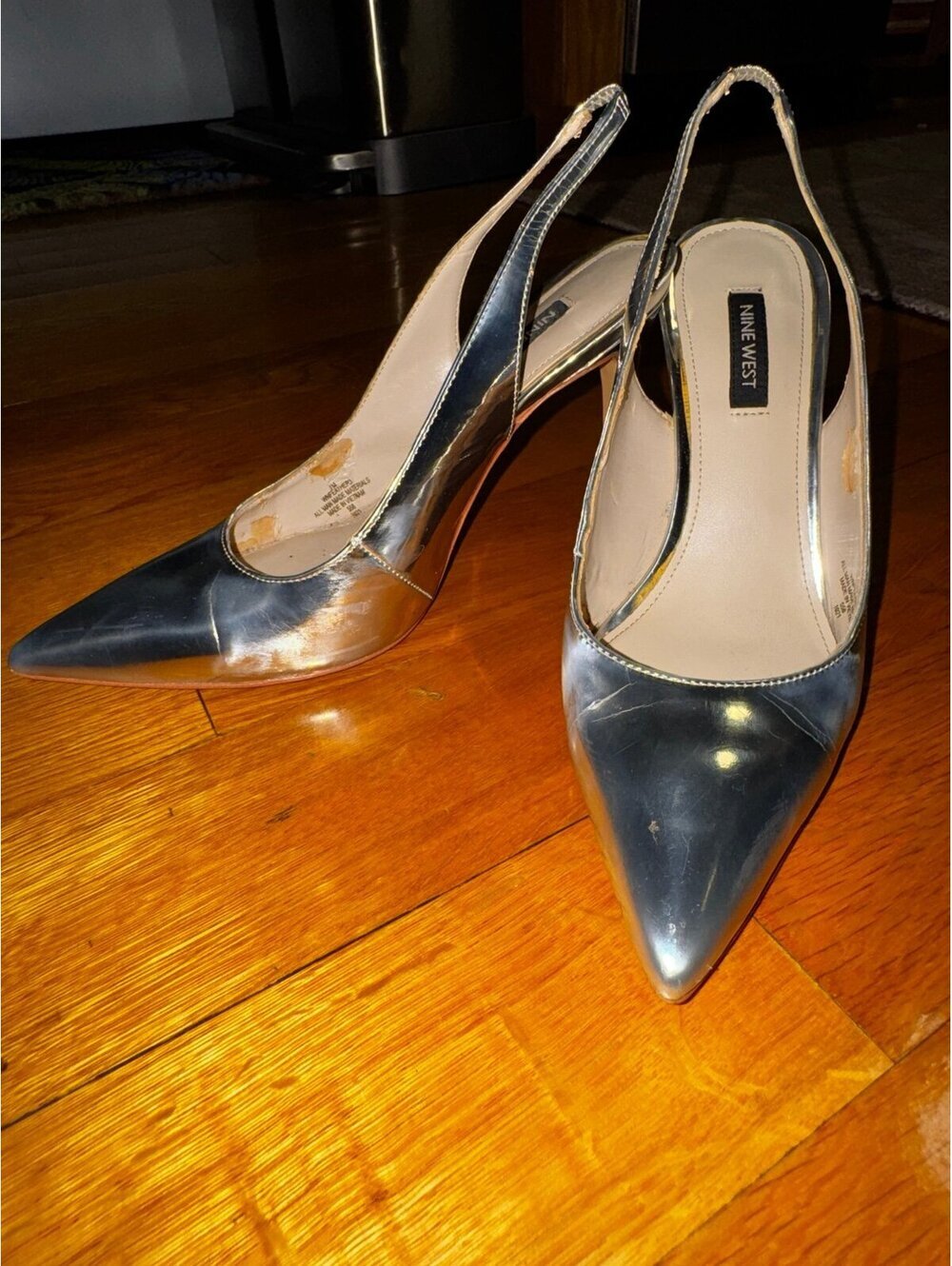 Nine West silver heels